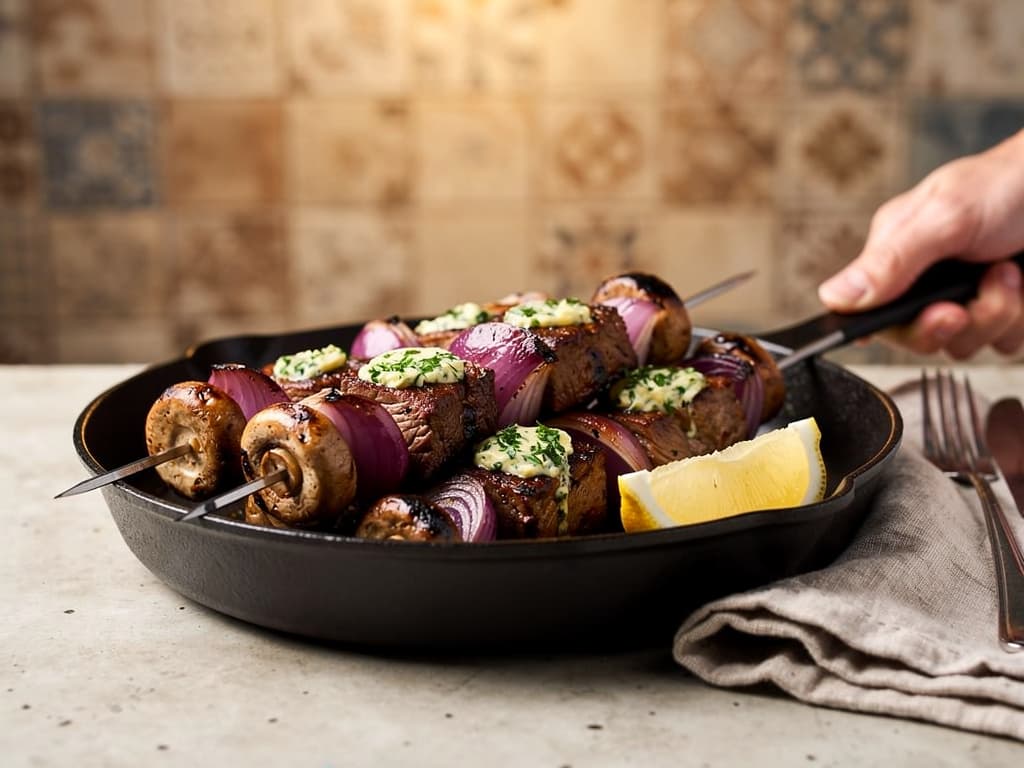 Steak and Mushroom Skewers