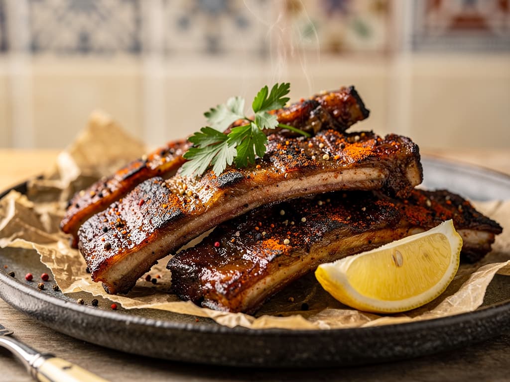 Charcoal Grilled Lamb Ribs