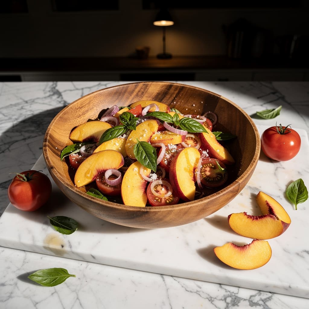 Tomato Peach Basil Salad