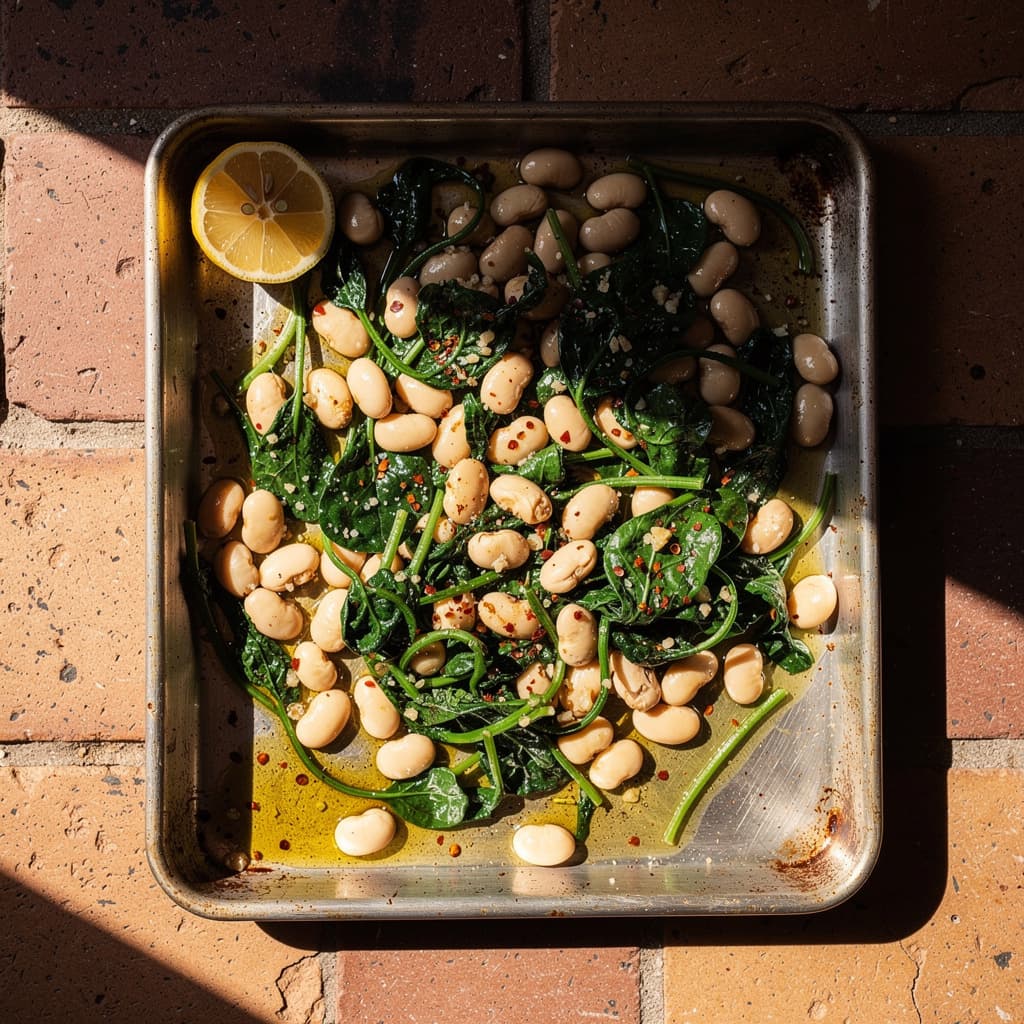 Warm Butter Beans with Spinach