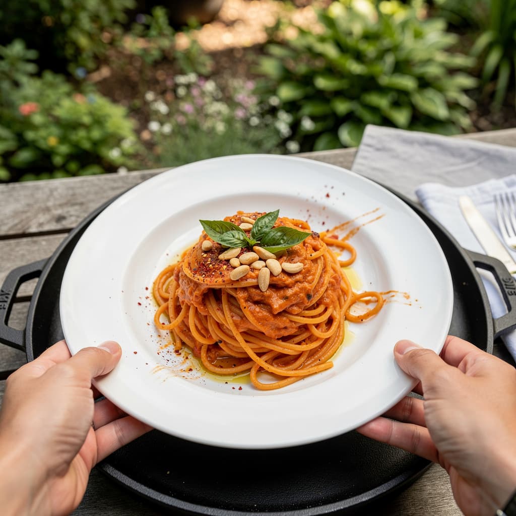 Roasted Pepper Cashew Pasta