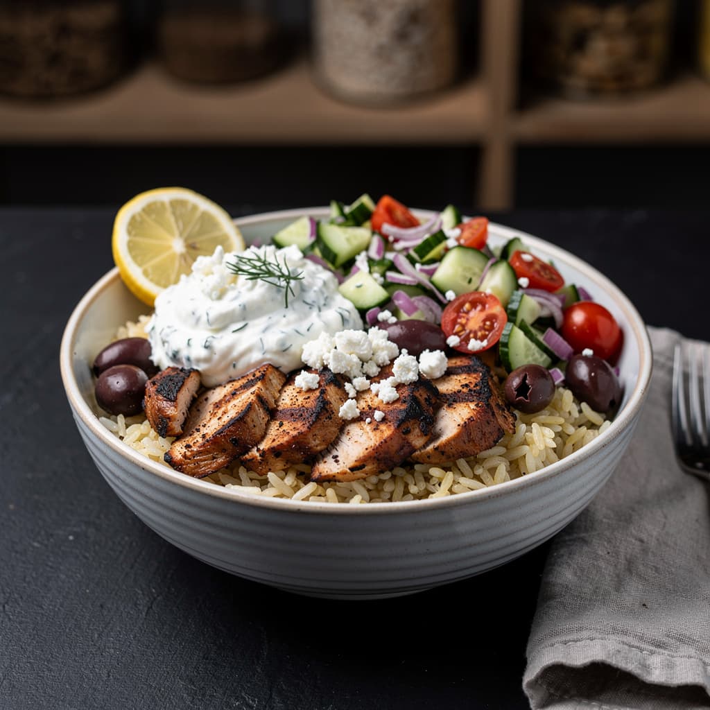 Chicken Souvlaki Rice Bowls