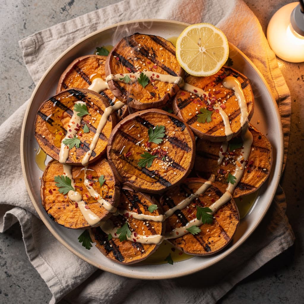 Grilled Sweet Potato with Tahini